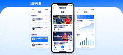 个性化移动观赛中心界面，整合赛程日历、新闻和统计数据